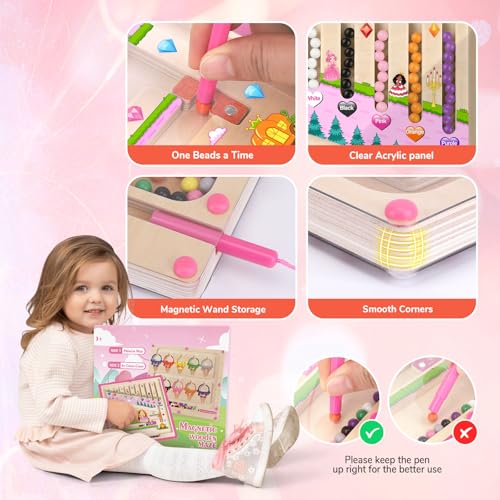 Regali per Ragazze Giocattoli 2 in 1 Montessori Colore Magnetico e Numero Labirinto Per 3 4 5 Anni Ragazzi Ragazzi Ragazze Colore Ordina Per Bambini Capacità Motorie Fine Legno Puzzle Magnetici - immagine 4