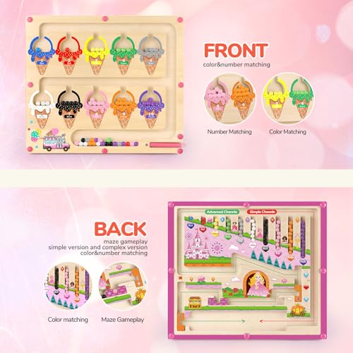 Regali per Ragazze Giocattoli 2 in 1 Montessori Colore Magnetico e Numero Labirinto Per 3 4 5 Anni Ragazzi Ragazzi Ragazze Colore Ordina Per Bambini Capacità Motorie Fine Legno Puzzle Magnetici - immagine 5