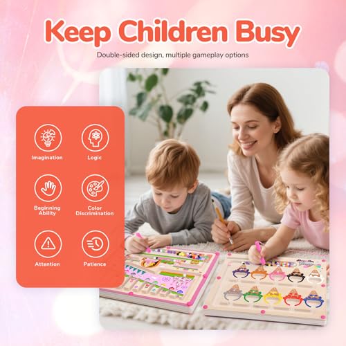 Regali per Ragazze Giocattoli 2 in 1 Montessori Colore Magnetico e Numero Labirinto Per 3 4 5 Anni Ragazzi Ragazzi Ragazze Colore Ordina Per Bambini Capacità Motorie Fine Legno Puzzle Magnetici - immagine 6