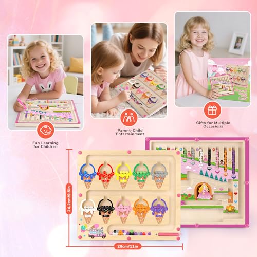 Regali per Ragazze Giocattoli 2 in 1 Montessori Colore Magnetico e Numero Labirinto Per 3 4 5 Anni Ragazzi Ragazzi Ragazze Colore Ordina Per Bambini Capacità Motorie Fine Legno Puzzle Magnetici - immagine 7