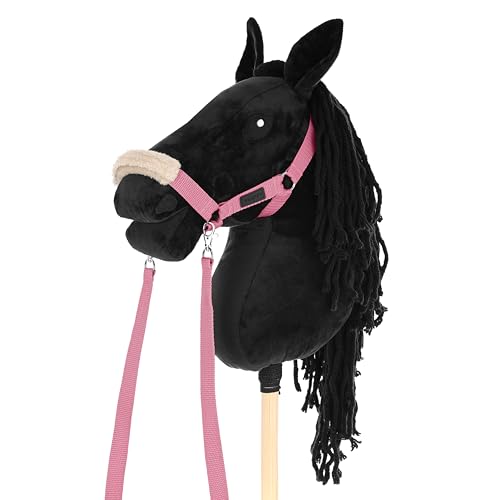 SKIPPI Cavezza per Hobby Horse - Rosa, Hobby Horse Accessori, Set Redini e 2 Coperture in Pile, Taglia Unica - immagine 3