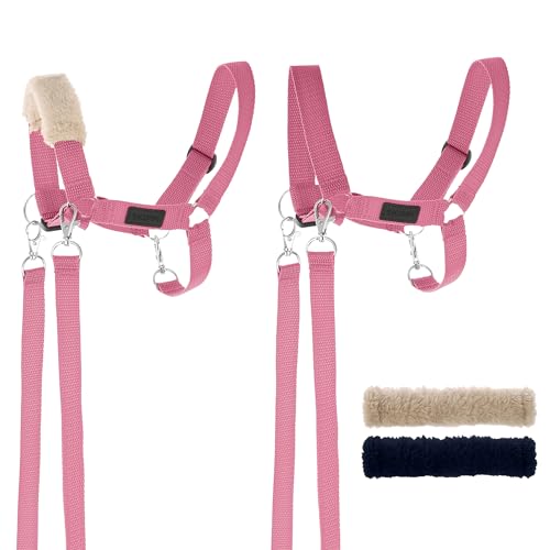 SKIPPI Cavezza per Hobby Horse - Rosa, Hobby Horse Accessori, Set Redini e 2 Coperture in Pile, Taglia Unica
