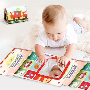 TK99SW Giochi Montessori, Libri di Stoffa con Specchio per Bambini, Libri Sensoriali Specchio Morbidi Libri di attività Giocattoli Educativi Interattivo Regali per Bambini
