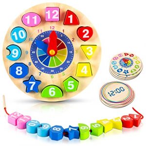 The Wooden Toy Factory - Orologio Calendario Educativo *IN Inglese* - Gioco per imparare le ore, le date e il tempo