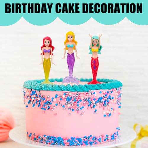Tinoaly 10 Pz Giocattoli Acqua Sirena, Colorati Plastica Giocattoli Bagno Sirena Bambole da Bagno per Piscina Decorazione per Torta di Compleanno - immagine 6