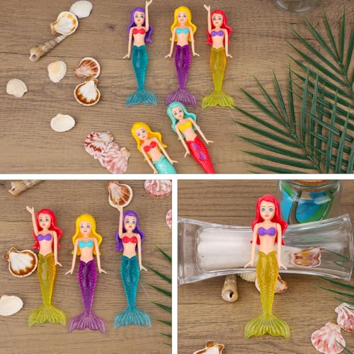 Tinoaly 10 Pz Giocattoli Acqua Sirena, Colorati Plastica Giocattoli Bagno Sirena Bambole da Bagno per Piscina Decorazione per Torta di Compleanno - immagine 8