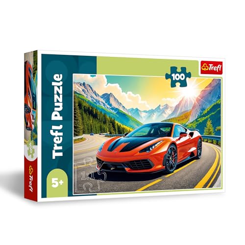 Trefl Corsa contro il Tempo 100 Pezzi-Puzzle con Veicoli, Intrattenimento Creativo, Divertimento per Bambini dai 5 anni, Multicolore, Teile, 41 x 27.5 cm, 16490