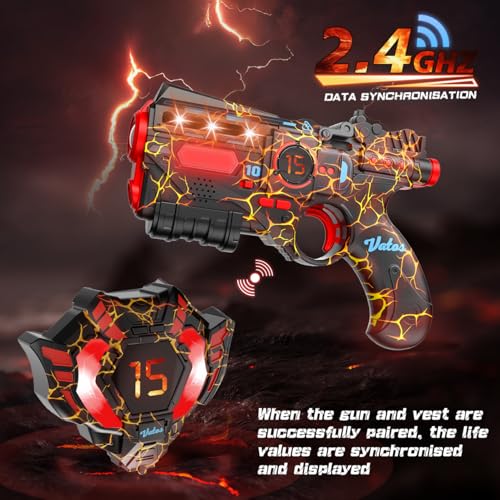 VATOS Laser Tag Ricaricabile 2 Giocatori - 2 Pistole e 2 sensori di Giacca completamente sincronizzati con i dati 2.4GHz - Giocattoli e idee di compleanno Laser Tag Gun per Bambini - immagine 4