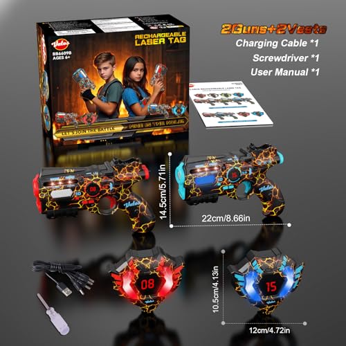 VATOS Laser Tag Ricaricabile 2 Giocatori - 2 Pistole e 2 sensori di Giacca completamente sincronizzati con i dati 2.4GHz - Giocattoli e idee di compleanno Laser Tag Gun per Bambini - immagine 10
