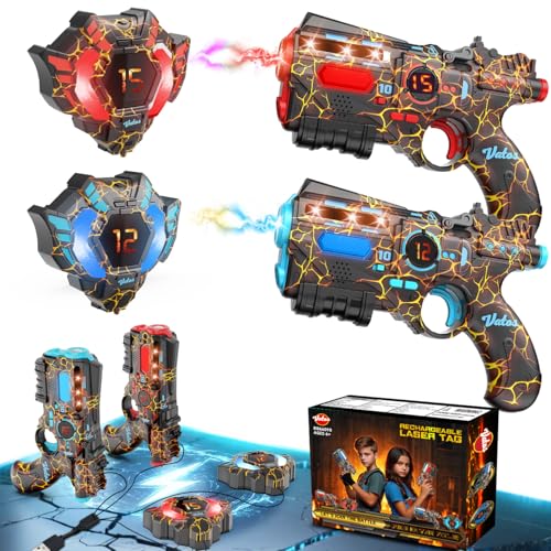 VATOS Laser Tag Ricaricabile 2 Giocatori - 2 Pistole e 2 sensori di Giacca completamente sincronizzati con i dati 2.4GHz - Giocattoli e idee di compleanno Laser Tag Gun per Bambini