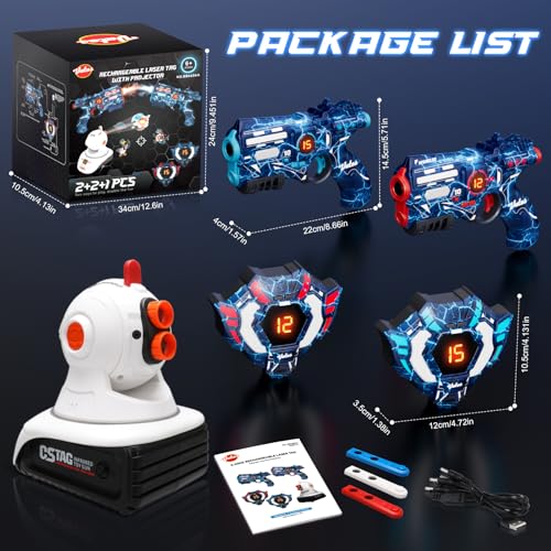 VATOS Set di tag laser ricaricabile con proiettore, 2 giocatori pistola giocattolo con proiettore e display digitale a LED, giochi di tiro con 3 obiettivi, perfetto giocattolo familiare per bambini - immagine 10