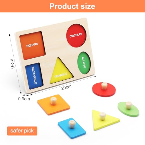 ZMDMAH Puzzle in legno puzzle geometrico Montessori puzzle in legno da 1 anno giocattolo per imparare colori e forme, giocattolo educativo adatto a neonati bambini piccoli bambini - immagine 3