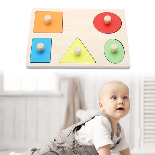 ZMDMAH Puzzle in legno puzzle geometrico Montessori puzzle in legno da 1 anno giocattolo per imparare colori e forme, giocattolo educativo adatto a neonati bambini piccoli bambini - immagine 8