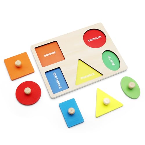 ZMDMAH Puzzle in legno puzzle geometrico Montessori puzzle in legno da 1 anno giocattolo per imparare colori e forme, giocattolo educativo adatto a neonati bambini piccoli bambini