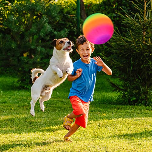 colmanda 2 Pezzi Palla Morbida Bambini, Pallone da Spiaggia Arcobaleno, Gonfiabile Arcobaleno di Colore, Multicolore Palla PVC Bouncy Kickball per All'aperto Interno - immagine 5