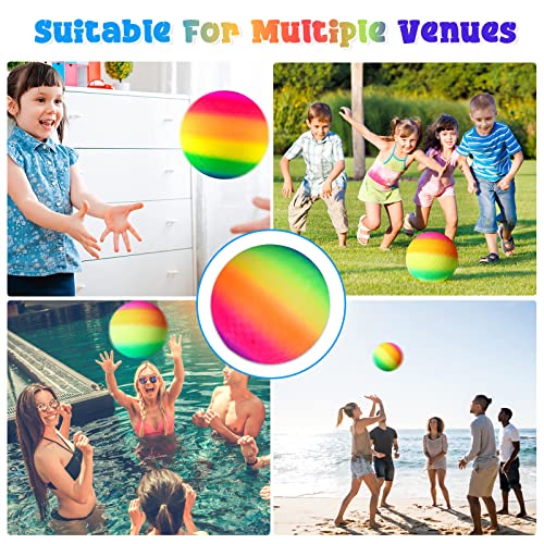 colmanda 2 Pezzi Palla Morbida Bambini, Pallone da Spiaggia Arcobaleno, Gonfiabile Arcobaleno di Colore, Multicolore Palla PVC Bouncy Kickball per All'aperto Interno - immagine 7
