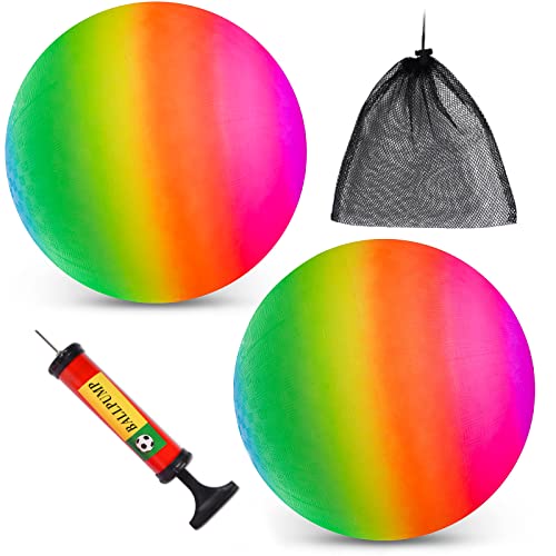 colmanda 2 Pezzi Palla Morbida Bambini, Pallone da Spiaggia Arcobaleno, Gonfiabile Arcobaleno di Colore, Multicolore Palla PVC Bouncy Kickball per All'aperto Interno