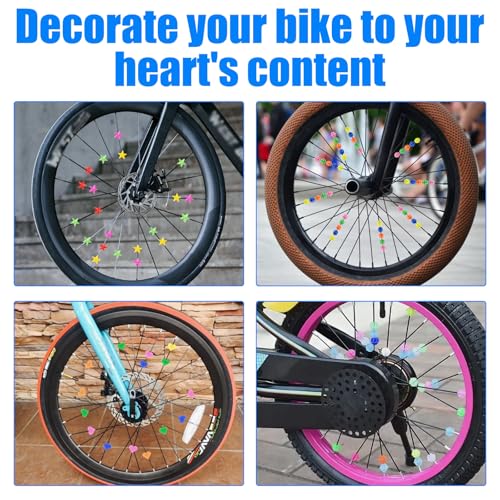 144 Pezzi Decor per Raggi di Biciclette, Decorazioni di Perline per Raggi per Bici Colorate, Clicker per Raggi Riflettenti per Biciclette per Bambini per Biciclette da Strada, Biciclette per Bambini - immagine 6