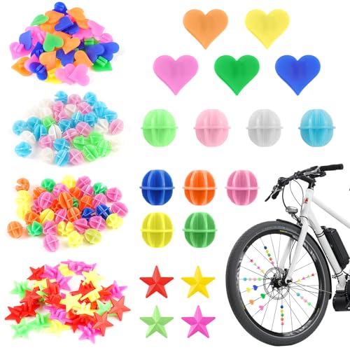 144 Pezzi Decor per Raggi di Biciclette, Decorazioni di Perline per Raggi per Bici Colorate, Clicker per Raggi Riflettenti per Biciclette per Bambini per Biciclette da Strada, Biciclette per Bambini