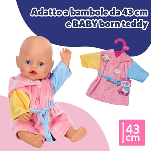 Accappatoio BABY born - Con cappuccio e maniche di diversi colori - Accessorio per bambole di alta qualità - Vestiti adatti a bambole di 43 cm - immagine 6