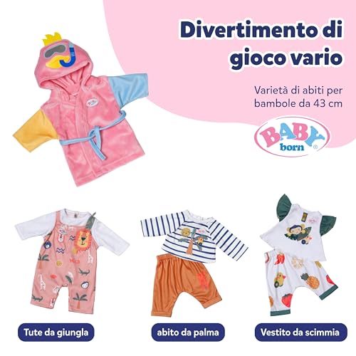 Accappatoio BABY born - Con cappuccio e maniche di diversi colori - Accessorio per bambole di alta qualità - Vestiti adatti a bambole di 43 cm - immagine 7