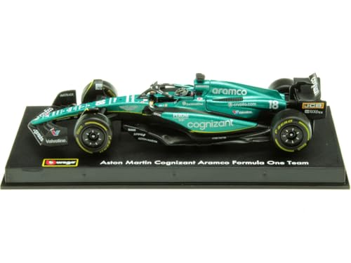 Bburago Formula 1 F1 Asto Martin AMR 23 Lance Stroll con casco (2023) - Scala 1:43 - Replica auto da corsa collezione pressofusa crebilmente dettagliata - immagine 3