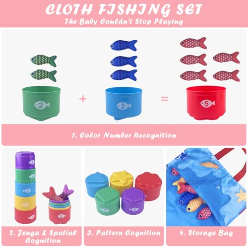 Chiluxendo Gioco Pesca Morbidi per Bambino in Tessuto, Pesci Bambino Colorato Giocattolo Educativo, Giochi Montessori 1 Anno, Educativi Giocattoli, per 12-18 Mesi,Regalo per Ragazzi 1 2 3 Anni - immagine 5