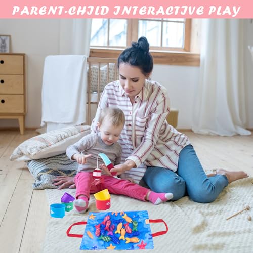 Chiluxendo Gioco Pesca Morbidi per Bambino in Tessuto, Pesci Bambino Colorato Giocattolo Educativo, Giochi Montessori 1 Anno, Educativi Giocattoli, per 12-18 Mesi,Regalo per Ragazzi 1 2 3 Anni - immagine 8