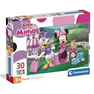 Clementoni - Puzzle per Bambini 30 Pezzi Supercolor, per Bambini 3+ Anni, Illustrazione Disney Minnie, Idea Regalo, Made in Italy, 33,5x23,5 cm, 20287