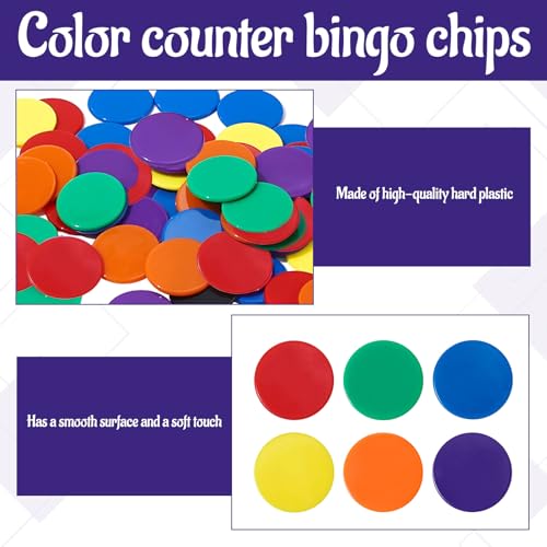 Contatori per matematica, 200 contatori colorati, in plastica, gettoni da bingo, gettoni in plastica a 6 colori, contatori a doppia faccia per bambini, risorse per l'apprendimento della matematica, - immagine 4