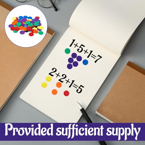 Contatori per matematica, 200 contatori colorati, in plastica, gettoni da bingo, gettoni in plastica a 6 colori, contatori a doppia faccia per bambini, risorse per l'apprendimento della matematica, - immagine 5