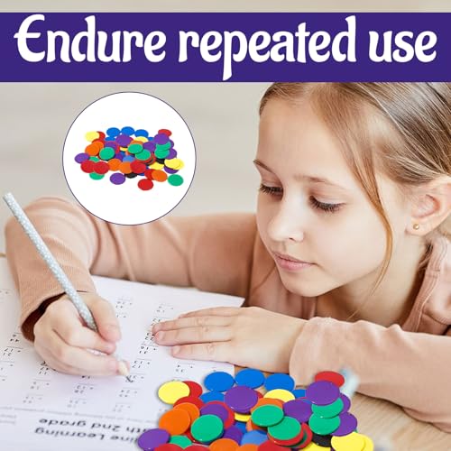 Contatori per matematica, 200 contatori colorati, in plastica, gettoni da bingo, gettoni in plastica a 6 colori, contatori a doppia faccia per bambini, risorse per l'apprendimento della matematica, - immagine 6