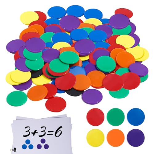 Contatori per matematica, 200 contatori colorati, in plastica, gettoni da bingo, gettoni in plastica a 6 colori, contatori a doppia faccia per bambini, risorse per l'apprendimento della matematica,