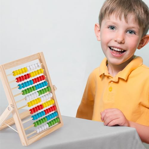 Diompirux Compatto e portatile Pallottoliere per Bambini Legno con 100 Perline Multicolori, Abaco di Montessori, Giochi Educativi Regali per Bambini,per Ragazzi Ragazze 3+ Anni,Imparare diventa facile - immagine 3