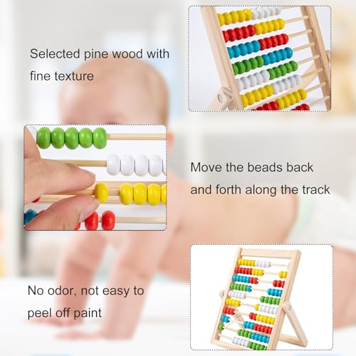 Diompirux Compatto e portatile Pallottoliere per Bambini Legno con 100 Perline Multicolori, Abaco di Montessori, Giochi Educativi Regali per Bambini,per Ragazzi Ragazze 3+ Anni,Imparare diventa facile - immagine 5