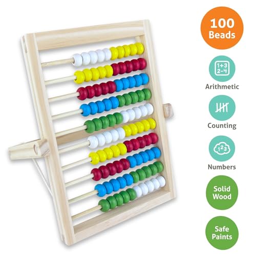 Diompirux Compatto e portatile Pallottoliere per Bambini Legno con 100 Perline Multicolori, Abaco di Montessori, Giochi Educativi Regali per Bambini,per Ragazzi Ragazze 3+ Anni,Imparare diventa facile - immagine 11