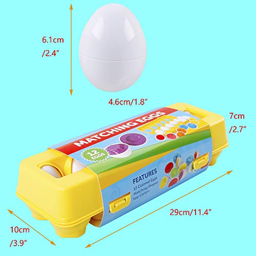 HVDHYY Matching Eggs12pcs Matching Plastic Fake Eggs Colors And Shapes Sorter Easter Baskets Hunt Egg Montessori Toy Early Learning Educational for Party Birthday Present Toddlers 1 2 3 4 5 Years - immagine 3
