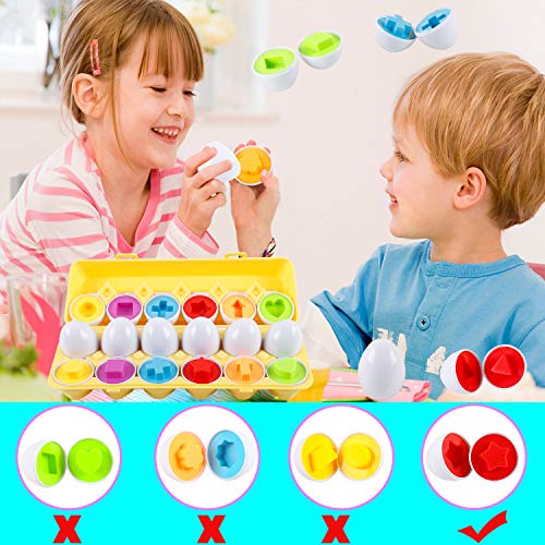 HVDHYY Matching Eggs12pcs Matching Plastic Fake Eggs Colors And Shapes Sorter Easter Baskets Hunt Egg Montessori Toy Early Learning Educational for Party Birthday Present Toddlers 1 2 3 4 5 Years - immagine 6