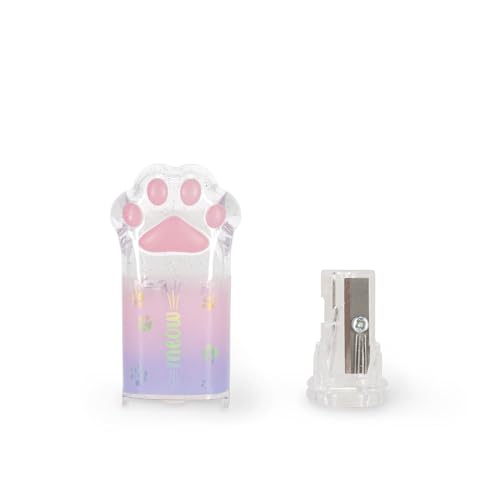 Legami - Temperino con Contenitore Meow, Temperamatite, a Forma di Zampa di Gatto, Trasparemte con Dettagli Glitter, in PS - immagine 3