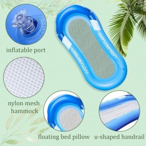 Materassino Gonfiabile per Piscina,Materassino Mare Con Rete Sospesa Confortevole, Amaca Gonfiabile Galleggiante, Portatile Lettino Mare Gonfiabile per Piscina Sulla Spiaggia
