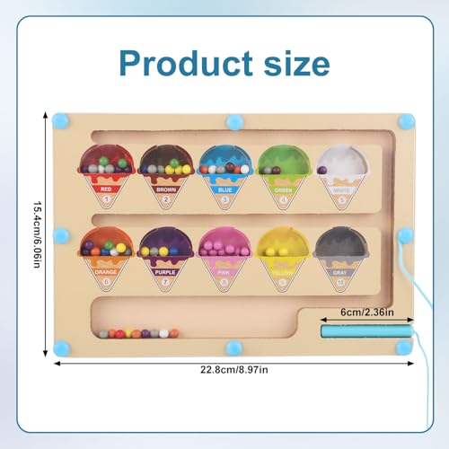 NQEUEPN Labirinto Magnetico di Colori e Numeri, Giocattolo in Legno Montessori Giocattolo Educativo per l'Apprendimento del Conteggio e Dell'Abbinamento dei Colori per Bambini - immagine 3