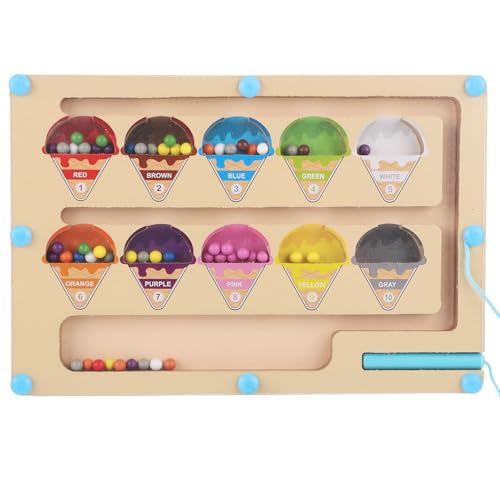 NQEUEPN Labirinto Magnetico di Colori e Numeri, Giocattolo in Legno Montessori Giocattolo Educativo per l'Apprendimento del Conteggio e Dell'Abbinamento dei Colori per Bambini