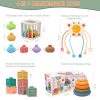 OUWANCH 8 in 1 Giocattolo Montessori, Giocattolo per abilità motorie/Blocchi di Costruzione sensoriali Giocattolo impilabile/cubo per abilità motorie per Bambini di 6-12-24 Mesi Regalo - immagine 3