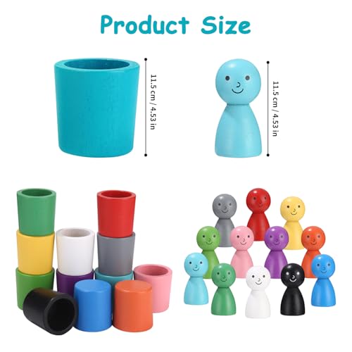 Palle in Tazze Giocattolo Montessori in Legno per Giochi Bambini 2 Anni, Giochi di Selezione di Figurine a 12 Colori e Abbinamento per Colore di Smistamento e Il Conteggio in età Prescolare - immagine 3