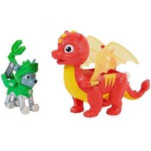 Paw Patrol, Set di action figure di Rescue Knights Chase e Dragon Draco, giocattoli per bambini dai 3 anni in su