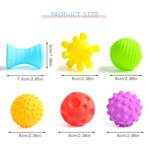 SULOLI 6 Pezzi Palline Sensoriali Neonati,Palla Colorate da Afferrare,Giochi Educativi,Giochi sensoriali per Bambini - immagine 3