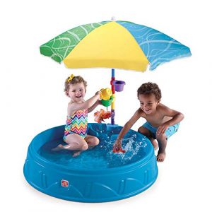 Step2 Play & Shade Pool Bambini Piscina con ombrellone in Blu | Piccola Piscina di plastica 95 X 19 cm | Utilizzabile Anche Come sabbiera
