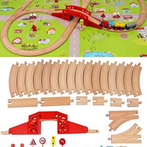 Toys of Wood Oxford TOWO Holzkonstruktion baut Spielzeug – Bau von Farmzügen mit Holzklötzen in der Stadt Shinington – Holzspielzeug für 3 4 5 Jahre alte Jungen und Mädchen