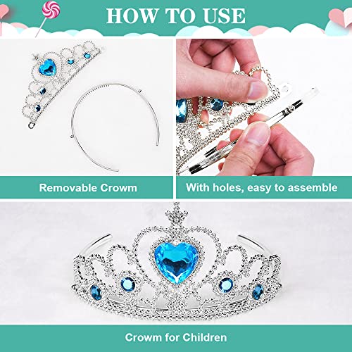 Vicloon Accessori Principessa, 8PCS Nuovi Costumi da Principessa, Biancaneve Bambina Costume con Principessa Corona, Principessa Bacchetta, 2 paia di guanti di diverso colore - immagine 5