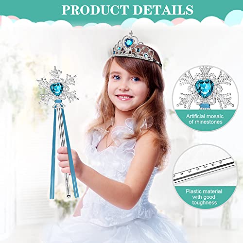 Vicloon Accessori Principessa, 8PCS Nuovi Costumi da Principessa, Biancaneve Bambina Costume con Principessa Corona, Principessa Bacchetta, 2 paia di guanti di diverso colore - immagine 6